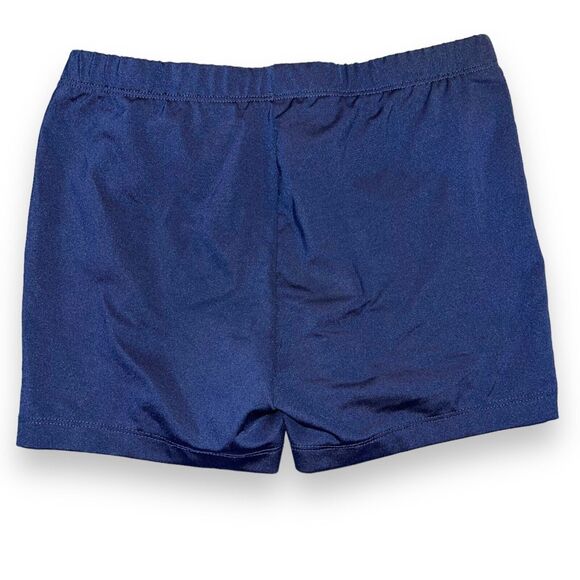Danskin Now Girls Gymnastic Shorts Metallic Navy Blue Red Medium 7 8 - Picture 2 of 3
